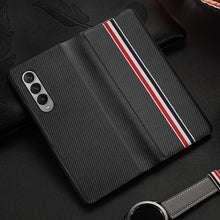 Load image into Gallery viewer, Carbon Fiber Texture Folding All Inclusive PU Shockproof Splicing Leather Case, For Samsung Galaxy Z Fold3 5G
