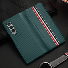 Load image into Gallery viewer, Carbon Fiber Texture Folding All Inclusive PU Shockproof Splicing Leather Case, For Samsung Galaxy Z Fold3 5G