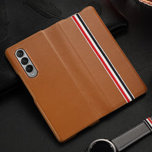 Load image into Gallery viewer, Cowhide Shockproof Fold Splicing Leather Case, For Samsung Galaxy Z Fold3 5G