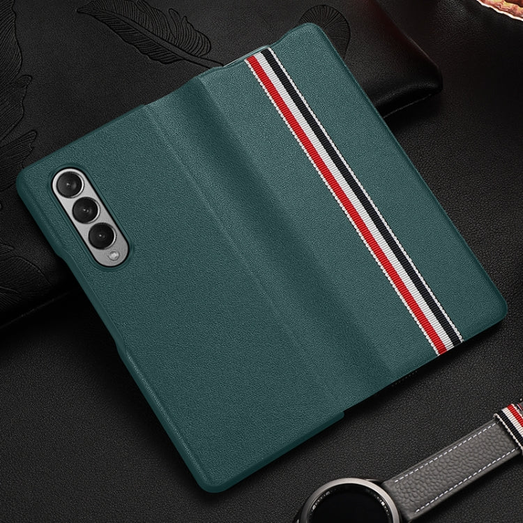 Cowhide Shockproof Fold Splicing Leather Case, For Samsung Galaxy Z Fold3 5G