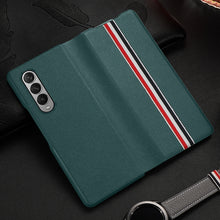 Load image into Gallery viewer, Cowhide Shockproof Fold Splicing Leather Case, For Samsung Galaxy Z Fold3 5G