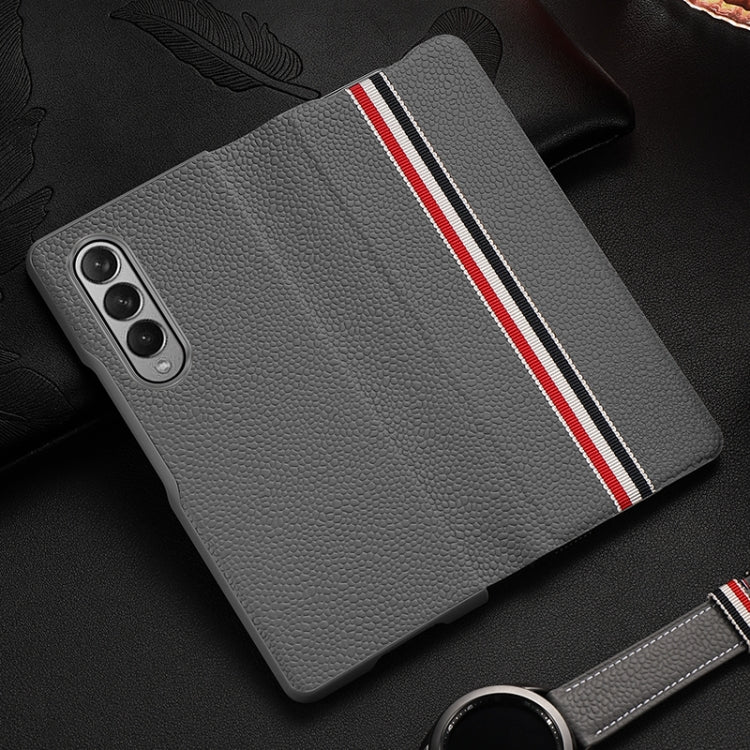 Cowhide Shockproof Fold Splicing Leather Case, For Samsung Galaxy Z Fold3 5G