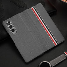 Load image into Gallery viewer, Cowhide Shockproof Fold Splicing Leather Case, For Samsung Galaxy Z Fold3 5G