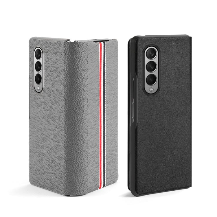 Cowhide Shockproof Fold Splicing Leather Case, For Samsung Galaxy Z Fold3 5G