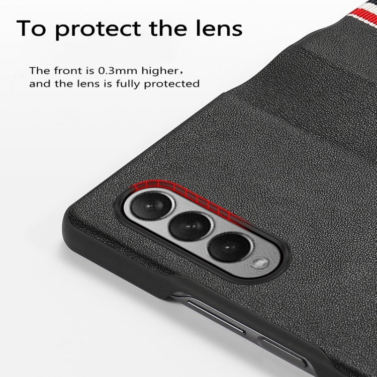 Cowhide Shockproof Fold Splicing Leather Case, For Samsung Galaxy Z Fold3 5G