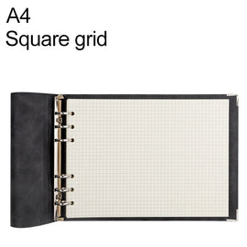 A4 Faux Leather Loose-leaf Grid Notebook, Checkered Core, Blank Inner Core, Cornell Horizontal Wire Inner Core, Cornell Checkered Core