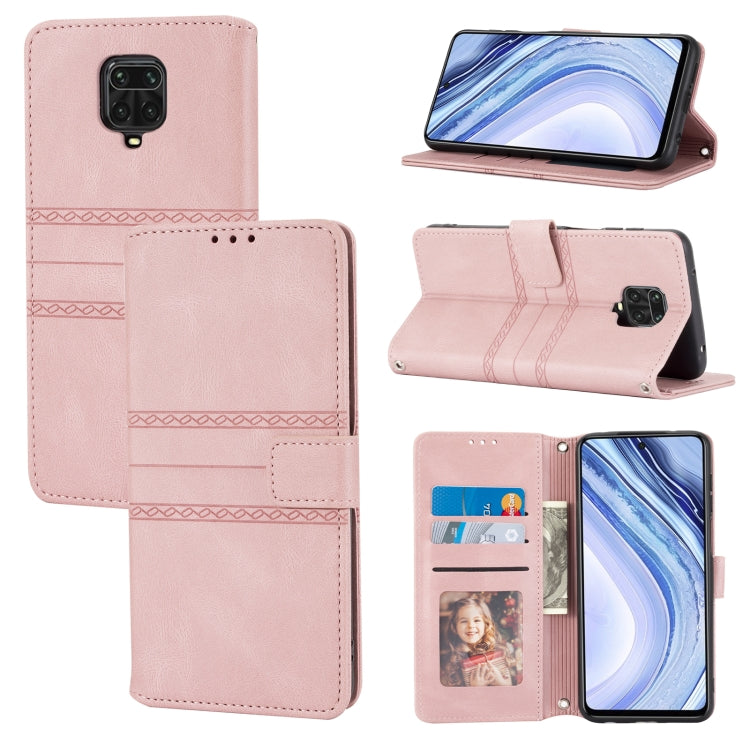 Embossed Striped Magnetic Buckle PU + TPU Horizontal Flip Leather Case with Holder & Card Slot & Wallet & Photo Frame & Sling, For Xiaomi Redmi Note 9 5G, For Xiaomi Redmi Note 9 Pro Max, For Xiaomi Redmi Note 10, For Xiaomi Redmi Note 10 5G           ...