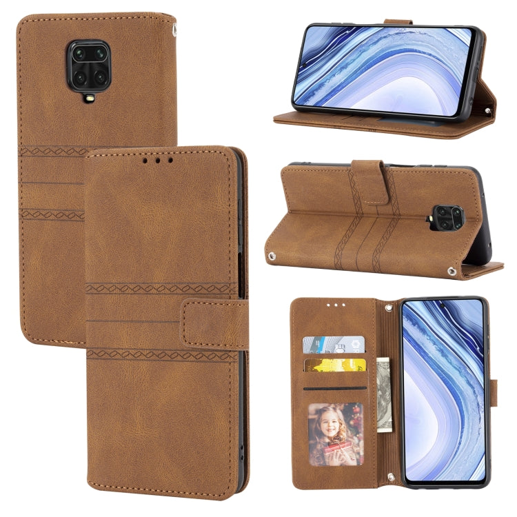 Embossed Striped Magnetic Buckle PU + TPU Horizontal Flip Leather Case with Holder & Card Slot & Wallet & Photo Frame & Sling, For Xiaomi Redmi Note 9 5G, For Xiaomi Redmi Note 9 Pro Max, For Xiaomi Redmi Note 10, For Xiaomi Redmi Note 10 5G           ...