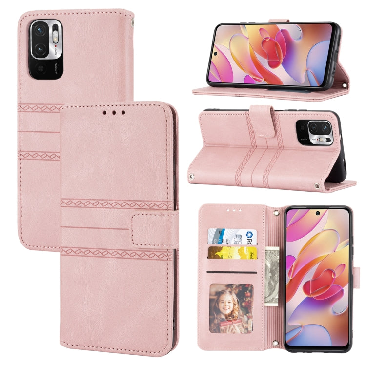 Embossed Striped Magnetic Buckle PU + TPU Horizontal Flip Leather Case with Holder & Card Slot & Wallet & Photo Frame & Sling, For Xiaomi Redmi Note 9 5G, For Xiaomi Redmi Note 9 Pro Max, For Xiaomi Redmi Note 10, For Xiaomi Redmi Note 10 5G           ...