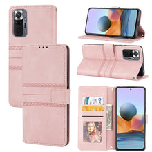 Load image into Gallery viewer, Embossed Striped Magnetic Buckle PU + TPU Horizontal Flip Leather Case with Holder &amp; Card Slot &amp; Wallet &amp; Photo Frame &amp; Sling, For Xiaomi Redmi Note 9 5G, For Xiaomi Redmi Note 9 Pro Max, For Xiaomi Redmi Note 10, For Xiaomi Redmi Note 10 5G           ...