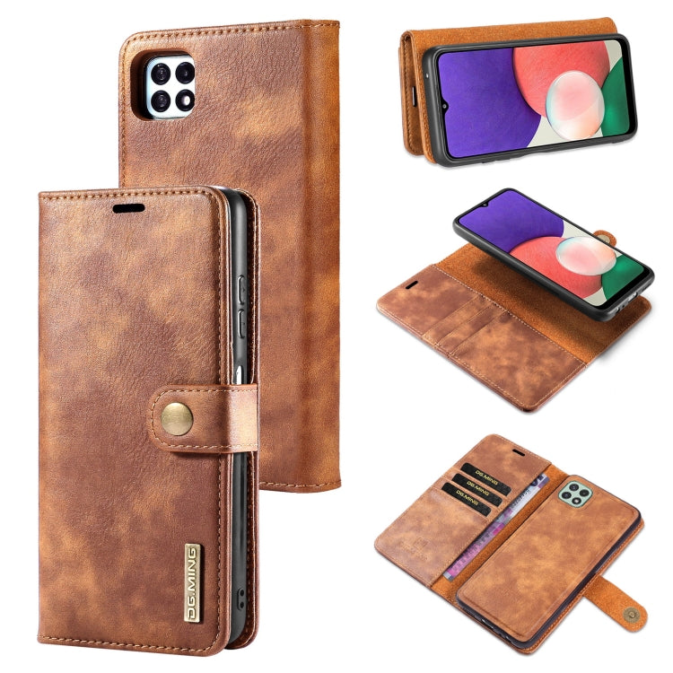 DG.MING Crazy Horse Texture Flip Detachable Magnetic Leather Case with Holder & Card Slots & Wallet, For Samsung Galaxy A22 5G
