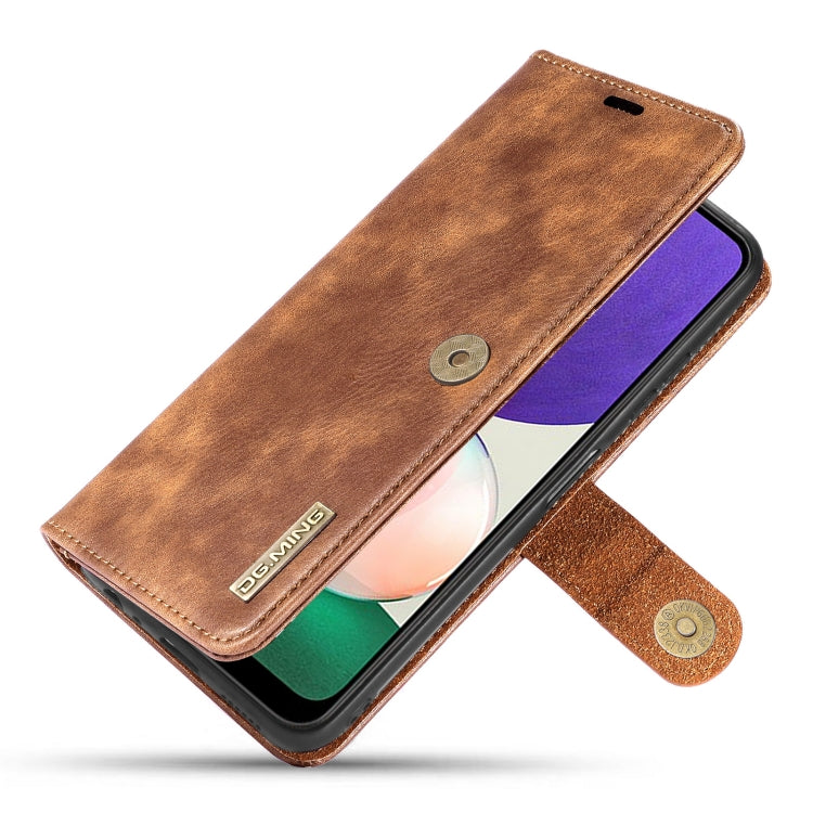 DG.MING Crazy Horse Texture Flip Detachable Magnetic Leather Case with Holder & Card Slots & Wallet, For Samsung Galaxy A22 5G