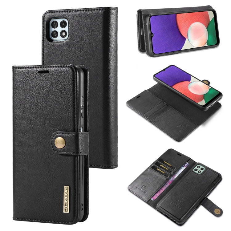 DG.MING Crazy Horse Texture Flip Detachable Magnetic Leather Case with Holder & Card Slots & Wallet, For Samsung Galaxy A22 5G