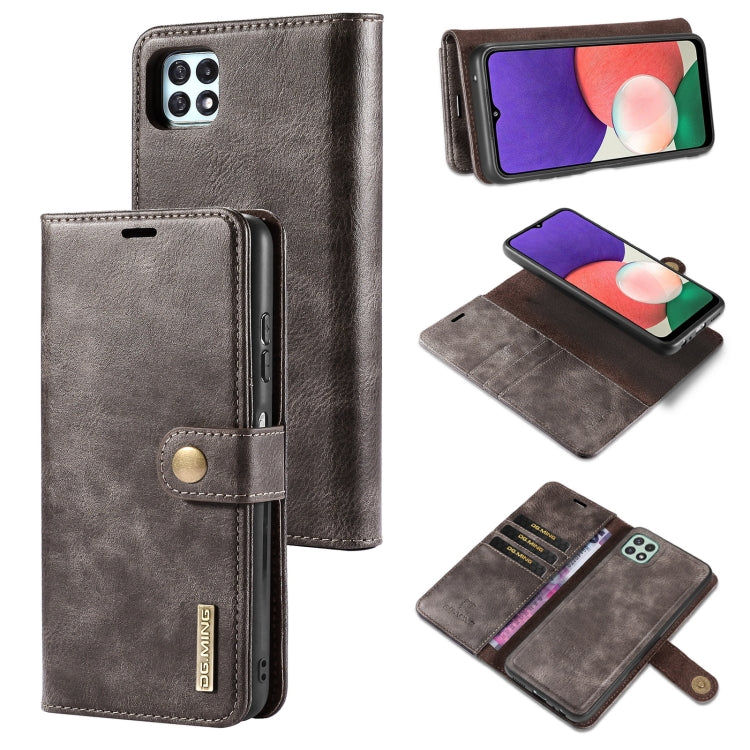 DG.MING Crazy Horse Texture Flip Detachable Magnetic Leather Case with Holder & Card Slots & Wallet, For Samsung Galaxy A22 5G