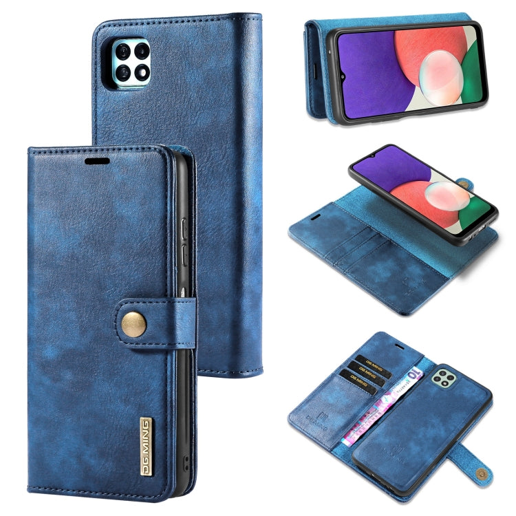 DG.MING Crazy Horse Texture Flip Detachable Magnetic Leather Case with Holder & Card Slots & Wallet, For Samsung Galaxy A22 5G