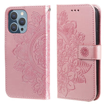 Load image into Gallery viewer, 7-petal Flowers Embossing Pattern Horizontal Flip PU Leather Case with Holder &amp; Card Slots &amp; Wallet &amp; Photo Frame, For iPhone 13, For iPhone 13 Mini, For iPhone 13 Pro, For iPhone 13 Pro Max