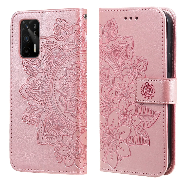 7-petal Flowers Embossing Pattern Horizontal Flip PU Leather Case with Holder & Card Slots & Wallet & Photo Frame, For Samsung Galaxy A03s (166.6mm), For OPPO Realme GT 5G