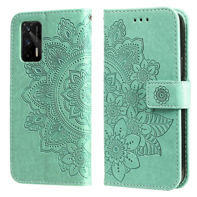 7-petal Flowers Embossing Pattern Horizontal Flip PU Leather Case with Holder & Card Slots & Wallet & Photo Frame, For Samsung Galaxy A03s (166.6mm), For OPPO Realme GT 5G