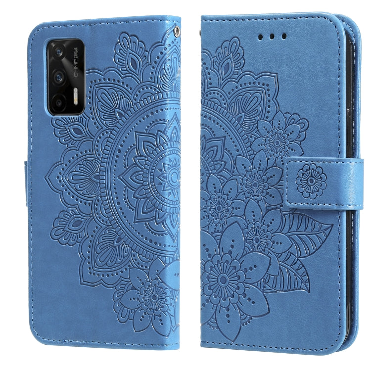 7-petal Flowers Embossing Pattern Horizontal Flip PU Leather Case with Holder & Card Slots & Wallet & Photo Frame, For Samsung Galaxy A03s (166.6mm), For OPPO Realme GT 5G