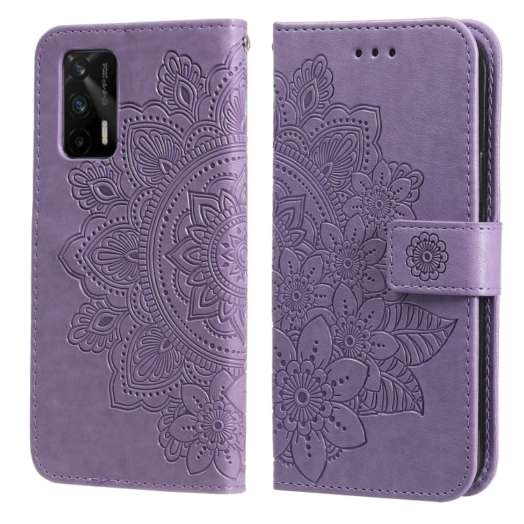 7-petal Flowers Embossing Pattern Horizontal Flip PU Leather Case with Holder & Card Slots & Wallet & Photo Frame, For Samsung Galaxy A03s (166.6mm), For OPPO Realme GT 5G