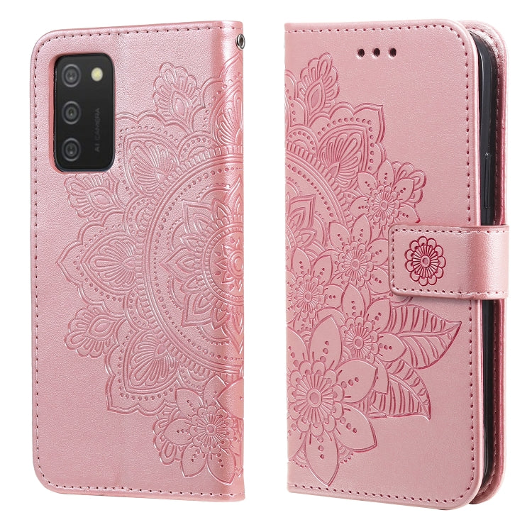 7-petal Flowers Embossing Pattern Horizontal Flip PU Leather Case with Holder & Card Slots & Wallet & Photo Frame, For Samsung Galaxy A03s (166.6mm), For OPPO Realme GT 5G