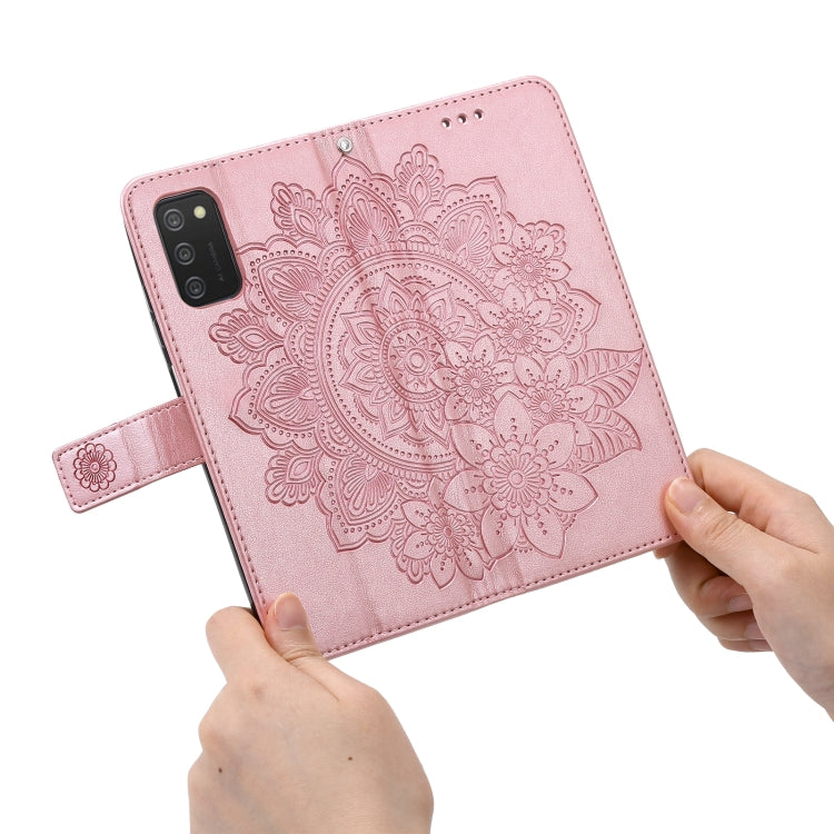 7-petal Flowers Embossing Pattern Horizontal Flip PU Leather Case with Holder & Card Slots & Wallet & Photo Frame, For Samsung Galaxy A03s (166.6mm), For OPPO Realme GT 5G