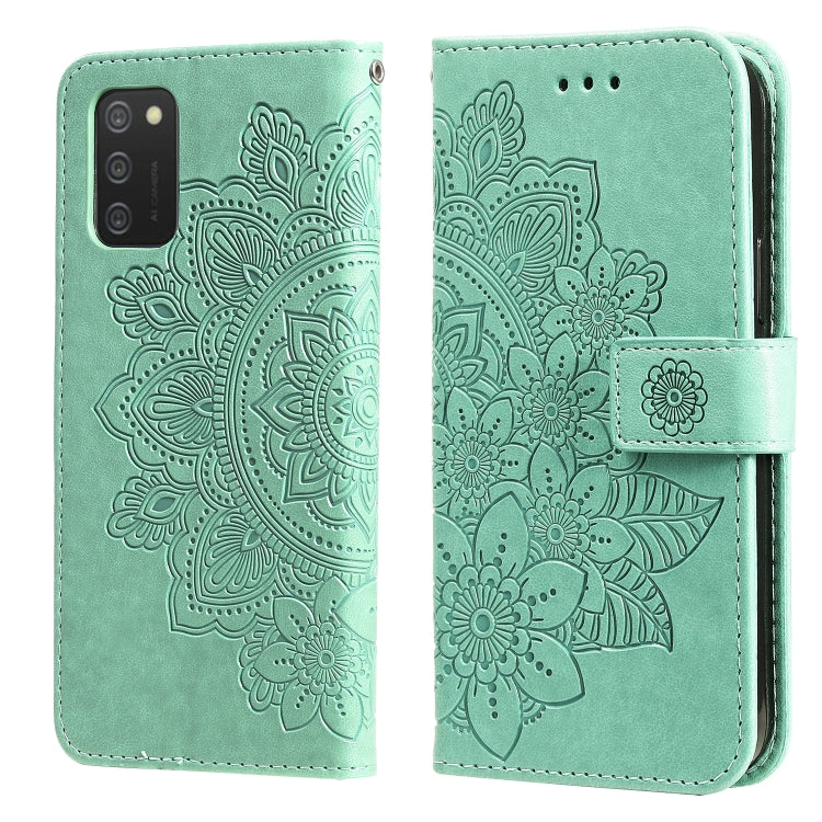 7-petal Flowers Embossing Pattern Horizontal Flip PU Leather Case with Holder & Card Slots & Wallet & Photo Frame, For Samsung Galaxy A03s (166.6mm), For OPPO Realme GT 5G