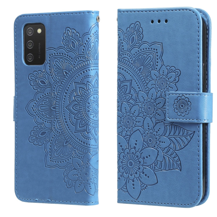 7-petal Flowers Embossing Pattern Horizontal Flip PU Leather Case with Holder & Card Slots & Wallet & Photo Frame, For Samsung Galaxy A03s (166.6mm), For OPPO Realme GT 5G