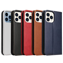 Load image into Gallery viewer, Fierre Shann PU Leather Texture Horizontal Flip Leather Case with Holder &amp; Card Slots &amp; Wallet, For iPhone 13 Pro Max, For iPhone 13 mini, For iPhone 13, For iPhone 13 Pro