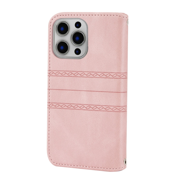 Embossed Striped Magnetic Buckle PU + TPU Horizontal Flip Leather Case with Holder & Card Slot & Wallet & Photo Frame & Sling, For iPhone 13 mini, For iPhone 13, For iPhone 13 Pro, For iPhone 13 Pro Max, For iPhone 12 Pro, For iPhone 12 Pro Max        ...