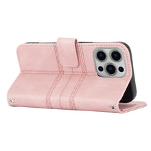 Load image into Gallery viewer, Embossed Striped Magnetic Buckle PU + TPU Horizontal Flip Leather Case with Holder &amp; Card Slot &amp; Wallet &amp; Photo Frame &amp; Sling, For iPhone 13 mini, For iPhone 13, For iPhone 13 Pro, For iPhone 13 Pro Max, For iPhone 12 Pro, For iPhone 12 Pro Max        ...