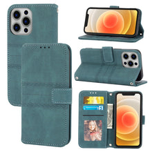Load image into Gallery viewer, Embossed Striped Magnetic Buckle PU + TPU Horizontal Flip Leather Case with Holder &amp; Card Slot &amp; Wallet &amp; Photo Frame &amp; Sling, For iPhone 13 mini, For iPhone 13, For iPhone 13 Pro, For iPhone 13 Pro Max, For iPhone 12 Pro, For iPhone 12 Pro Max        ...