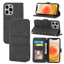 Load image into Gallery viewer, Embossed Striped Magnetic Buckle PU + TPU Horizontal Flip Leather Case with Holder &amp; Card Slot &amp; Wallet &amp; Photo Frame &amp; Sling, For iPhone 13 mini, For iPhone 13, For iPhone 13 Pro, For iPhone 13 Pro Max, For iPhone 12 Pro, For iPhone 12 Pro Max        ...