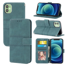 Load image into Gallery viewer, Embossed Striped Magnetic Buckle PU + TPU Horizontal Flip Leather Case with Holder &amp; Card Slot &amp; Wallet &amp; Photo Frame &amp; Sling, For iPhone 13 mini, For iPhone 13, For iPhone 13 Pro, For iPhone 13 Pro Max, For iPhone 12 Pro, For iPhone 12 Pro Max        ...