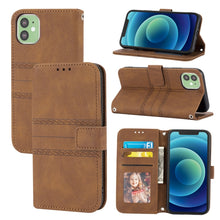 Load image into Gallery viewer, Embossed Striped Magnetic Buckle PU + TPU Horizontal Flip Leather Case with Holder &amp; Card Slot &amp; Wallet &amp; Photo Frame &amp; Sling, For iPhone 13 mini, For iPhone 13, For iPhone 13 Pro, For iPhone 13 Pro Max, For iPhone 12 Pro, For iPhone 12 Pro Max        ...