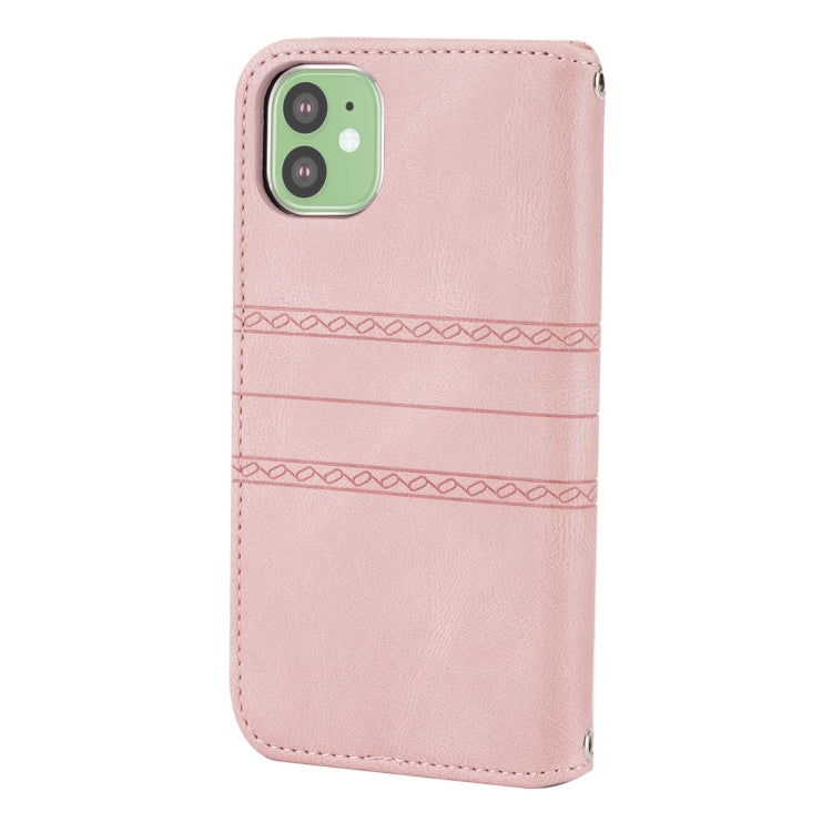 Embossed Striped Magnetic Buckle PU + TPU Horizontal Flip Leather Case with Holder & Card Slot & Wallet & Photo Frame & Sling, For iPhone 11 Pro Max, For iPhone XS / X, For iPhone XS Max, For iPhone XR, For iPhone 8 / 7 / 6                             ...