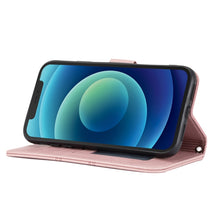 Load image into Gallery viewer, Embossed Striped Magnetic Buckle PU + TPU Horizontal Flip Leather Case with Holder &amp; Card Slot &amp; Wallet &amp; Photo Frame &amp; Sling, For iPhone 11 Pro Max, For iPhone XS / X, For iPhone XS Max, For iPhone XR, For iPhone 8 / 7 / 6                             ...