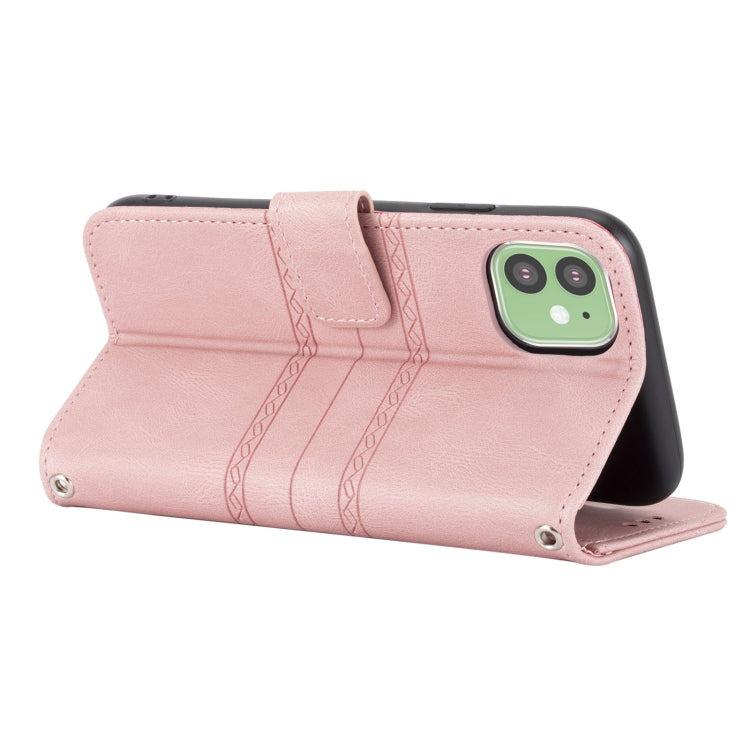 Embossed Striped Magnetic Buckle PU + TPU Horizontal Flip Leather Case with Holder & Card Slot & Wallet & Photo Frame & Sling, For iPhone 11 Pro Max, For iPhone XS / X, For iPhone XS Max, For iPhone XR, For iPhone 8 / 7 / 6                             ...