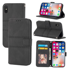 Load image into Gallery viewer, Embossed Striped Magnetic Buckle PU + TPU Horizontal Flip Leather Case with Holder &amp; Card Slot &amp; Wallet &amp; Photo Frame &amp; Sling, For iPhone 11 Pro Max, For iPhone XS / X, For iPhone XS Max, For iPhone XR, For iPhone 8 / 7 / 6                             ...