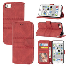 Load image into Gallery viewer, Embossed Striped Magnetic Buckle PU + TPU Horizontal Flip Leather Case with Holder &amp; Card Slot &amp; Wallet &amp; Photo Frame &amp; Sling, For iPhone 11 Pro Max, For iPhone XS / X, For iPhone XS Max, For iPhone XR, For iPhone 8 / 7 / 6                             ...