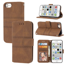 Load image into Gallery viewer, Embossed Striped Magnetic Buckle PU + TPU Horizontal Flip Leather Case with Holder &amp; Card Slot &amp; Wallet &amp; Photo Frame &amp; Sling, For iPhone 11 Pro Max, For iPhone XS / X, For iPhone XS Max, For iPhone XR, For iPhone 8 / 7 / 6                             ...