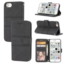 Load image into Gallery viewer, Embossed Striped Magnetic Buckle PU + TPU Horizontal Flip Leather Case with Holder &amp; Card Slot &amp; Wallet &amp; Photo Frame &amp; Sling, For iPhone 11 Pro Max, For iPhone XS / X, For iPhone XS Max, For iPhone XR, For iPhone 8 / 7 / 6                             ...