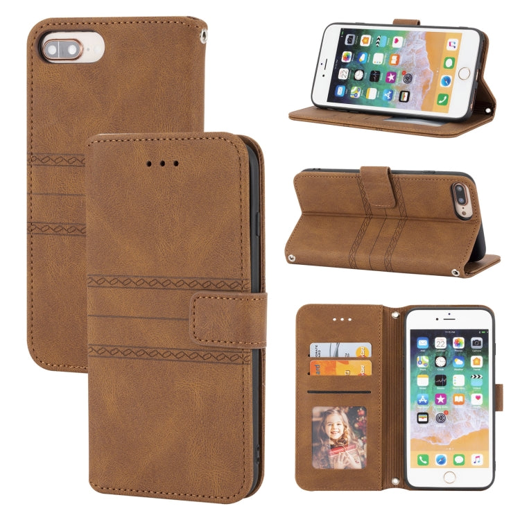 Embossed Striped Magnetic Buckle PU + TPU Horizontal Flip Leather Case with Holder & Card Slot & Wallet & Photo Frame & Sling, For iPhone 11 Pro Max, For iPhone XS / X, For iPhone XS Max, For iPhone XR, For iPhone 8 / 7 / 6                             ...