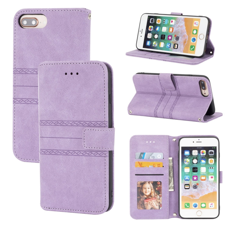 Embossed Striped Magnetic Buckle PU + TPU Horizontal Flip Leather Case with Holder & Card Slot & Wallet & Photo Frame & Sling, For iPhone 11 Pro Max, For iPhone XS / X, For iPhone XS Max, For iPhone XR, For iPhone 8 / 7 / 6                             ...