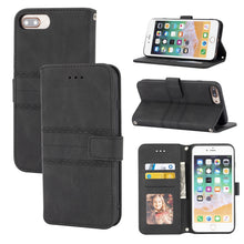 Load image into Gallery viewer, Embossed Striped Magnetic Buckle PU + TPU Horizontal Flip Leather Case with Holder &amp; Card Slot &amp; Wallet &amp; Photo Frame &amp; Sling, For iPhone 11 Pro Max, For iPhone XS / X, For iPhone XS Max, For iPhone XR, For iPhone 8 / 7 / 6                             ...