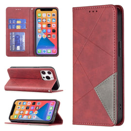Rhombus Texture Horizontal Flip Magnetic Leather Case with Holder & Card Slots, For iPhone 13 mini, For iPhone 13, For iPhone 13 Pro, For iPhone 13 Pro Max