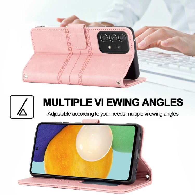 Embossed Striped Magnetic Buckle PU + TPU Horizontal Flip Leather Case with Holder & Card Slot & Wallet & Photo Frame & Sling, For Samsung Galaxy S20 FE 5G, For Samsung Galaxy S21 5G, For Samsung Galaxy S21+ 5G, For Samsung Galaxy S21 Ultra 5G         ...