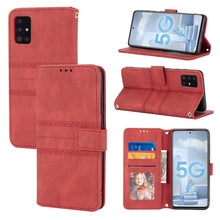 Load image into Gallery viewer, Embossed Striped Magnetic Buckle PU + TPU Horizontal Flip Leather Case with Holder &amp; Card Slot &amp; Wallet &amp; Photo Frame &amp; Sling, For Samsung Galaxy S20 FE 5G, For Samsung Galaxy S21 5G, For Samsung Galaxy S21+ 5G, For Samsung Galaxy S21 Ultra 5G         ...