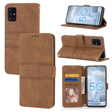 Load image into Gallery viewer, Embossed Striped Magnetic Buckle PU + TPU Horizontal Flip Leather Case with Holder &amp; Card Slot &amp; Wallet &amp; Photo Frame &amp; Sling, For Samsung Galaxy S20 FE 5G, For Samsung Galaxy S21 5G, For Samsung Galaxy S21+ 5G, For Samsung Galaxy S21 Ultra 5G         ...