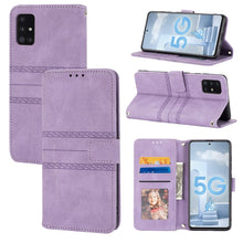 Load image into Gallery viewer, Embossed Striped Magnetic Buckle PU + TPU Horizontal Flip Leather Case with Holder &amp; Card Slot &amp; Wallet &amp; Photo Frame &amp; Sling, For Samsung Galaxy S20 FE 5G, For Samsung Galaxy S21 5G, For Samsung Galaxy S21+ 5G, For Samsung Galaxy S21 Ultra 5G         ...